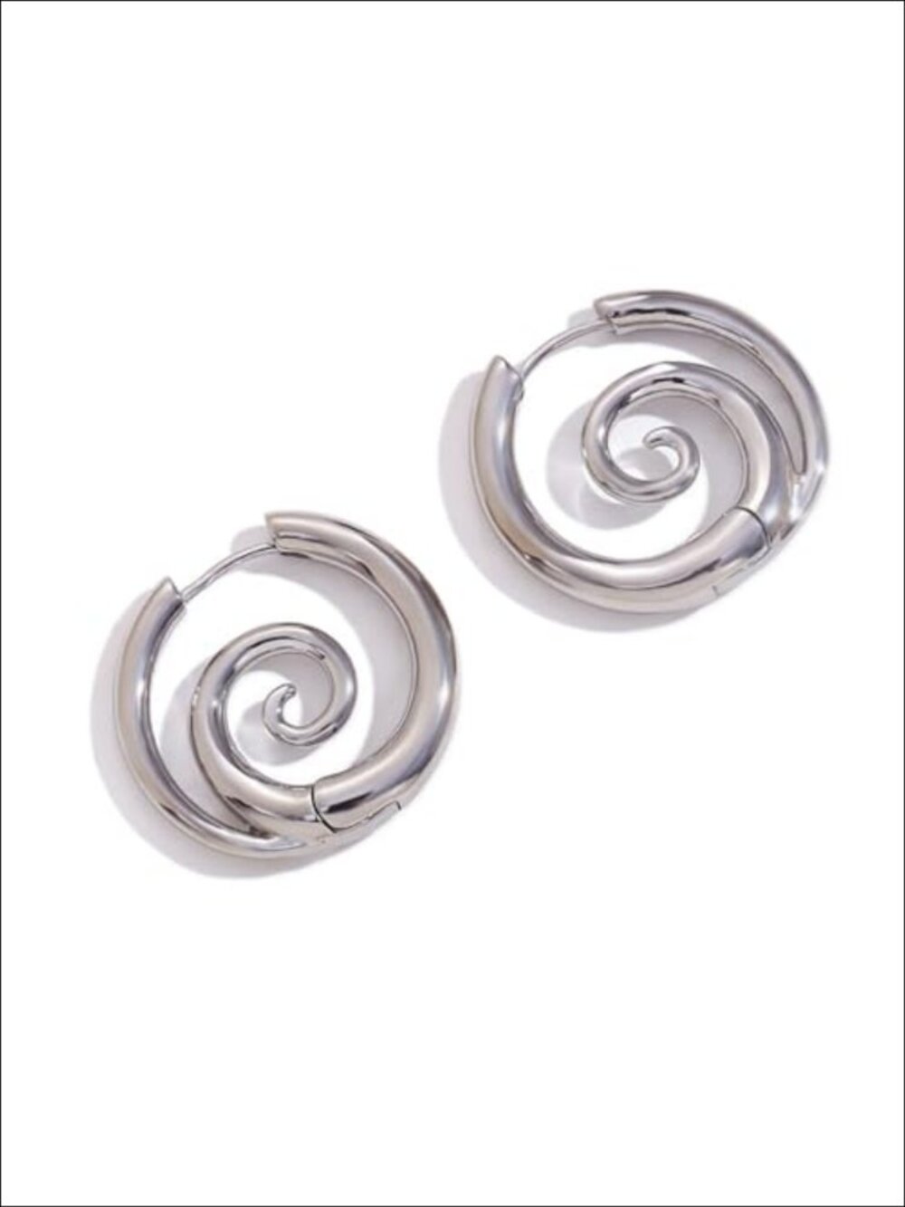 Sea Wave Spiral Hoop Earrings Stainless Steel 18K Golden Plated Huggie Hoops